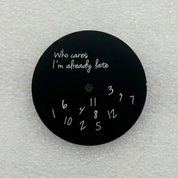 Sleek 28.5mm DIY Watch Dial - Bold 'It's Already Late' Design (No.12 B - W no date)