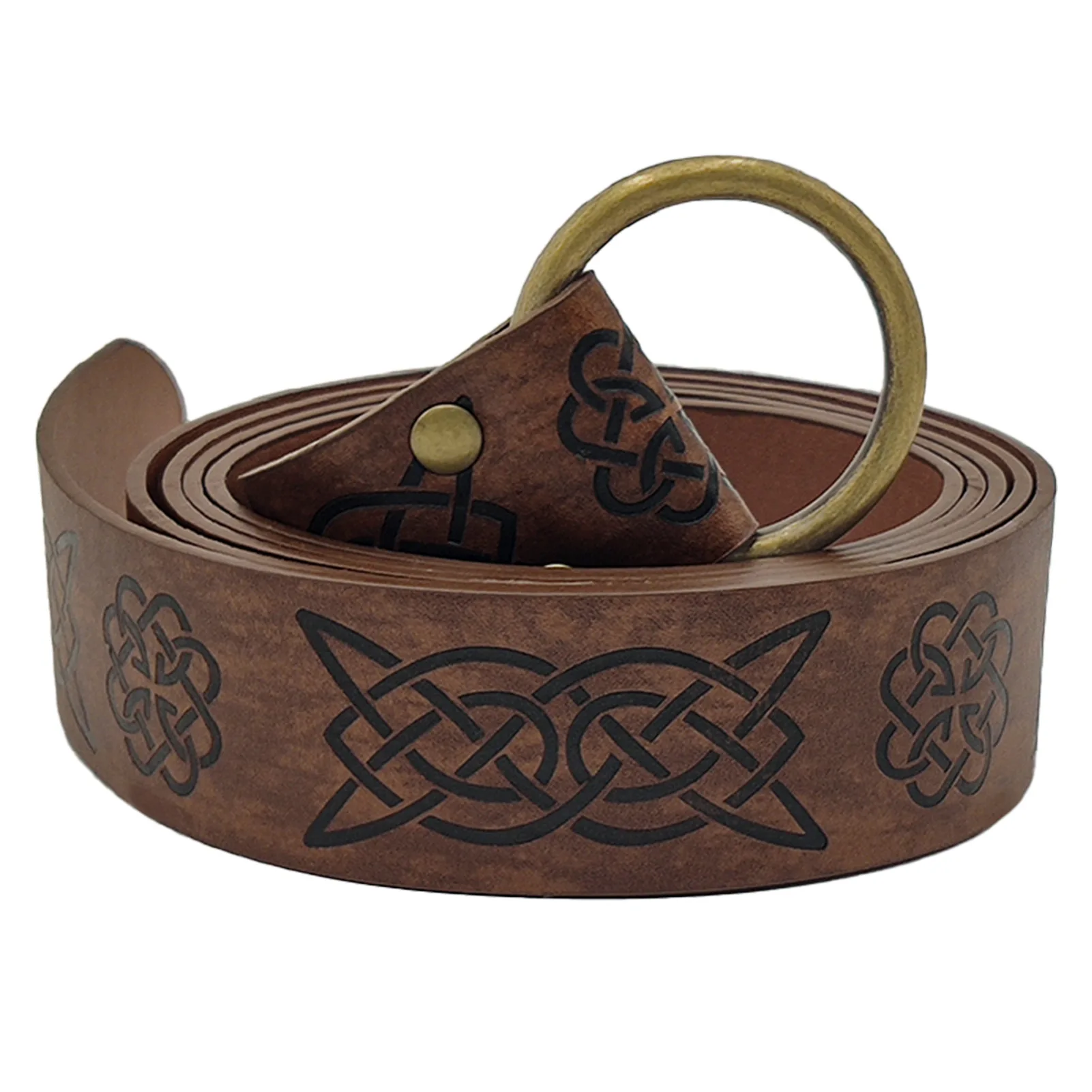 Viking Renaissance Belt Celtic Belt Men's Leather Medieval Waistband Adventure Warrior Embossed Cosplay Costume Accessories leather belt