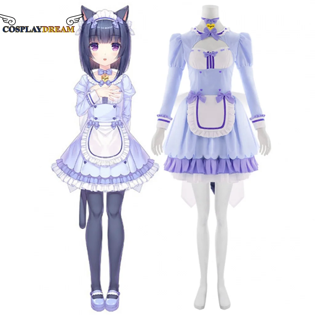 

Nekopara 4 косплей костюм горничной лолиты милые девушки Ролевые игры кошачий Хвост Хэллоуин вечерние нее платье Косплей Костюм