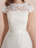 Abaowedding Women's Cocktail Dress Floral Lace Knee Length Short Formal Wedding Bridal Gown - Image 3