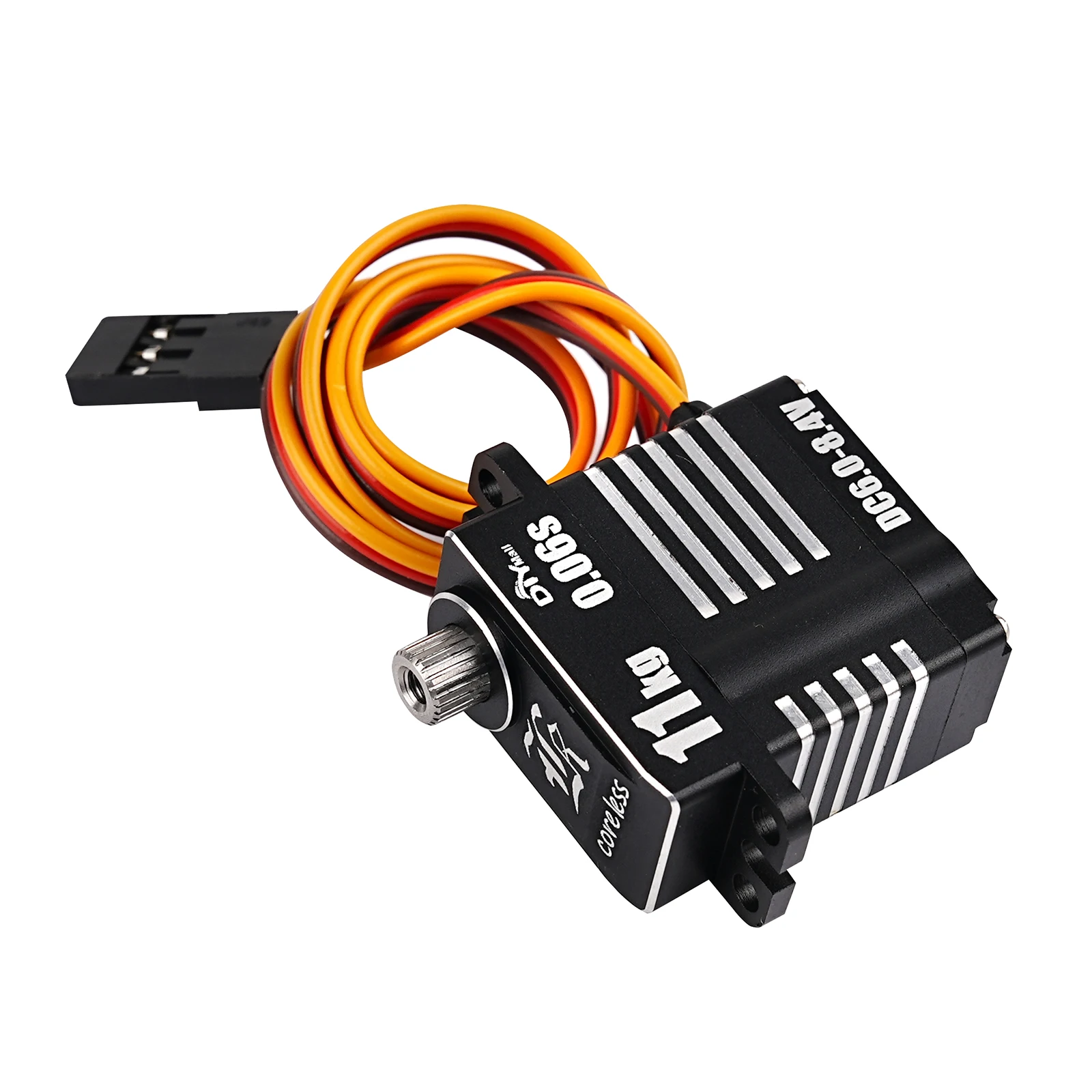 Servo numérique miniature H-11 11kg avec palonnier et vis de fixation sur fond blanc