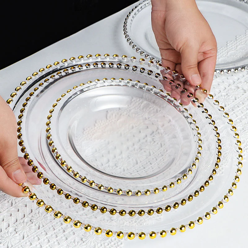 

Creative Glass Pearl Dining Plate Fruit Salad Dessert Plate Transparent Dining Plate Decoration Home