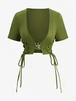 ROSEGAL Plus Size Women Floral Sundress Set Lace Up Ribbed Crop Top And Ruffles Floral Leaf Print Twist Cami Dres New Arrived - Image 3