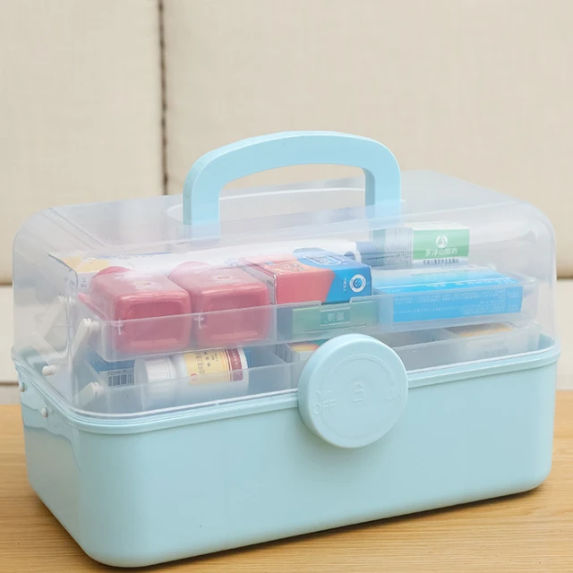 Portable First Aid Kit Storage Box 3 Tiers Plastic High Capacity