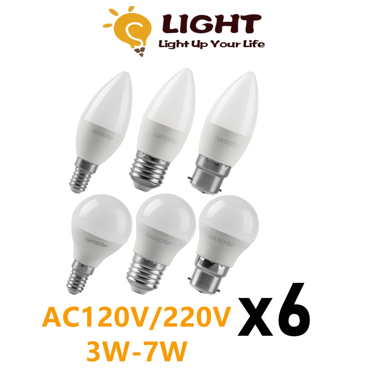 6PCS LED bulbs Energy efficient G45 C37 E14 E27 B22 3W 5W 6W 7W AC220V