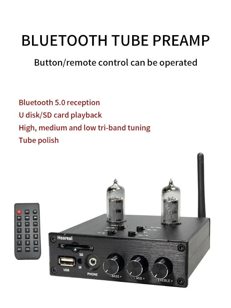 

Heareal L4 Bluetooth Electronic Vacuum Tube Stage HIFI Headphone Audio AMP DAC Adapter Receiver Power Amplifier with Remote