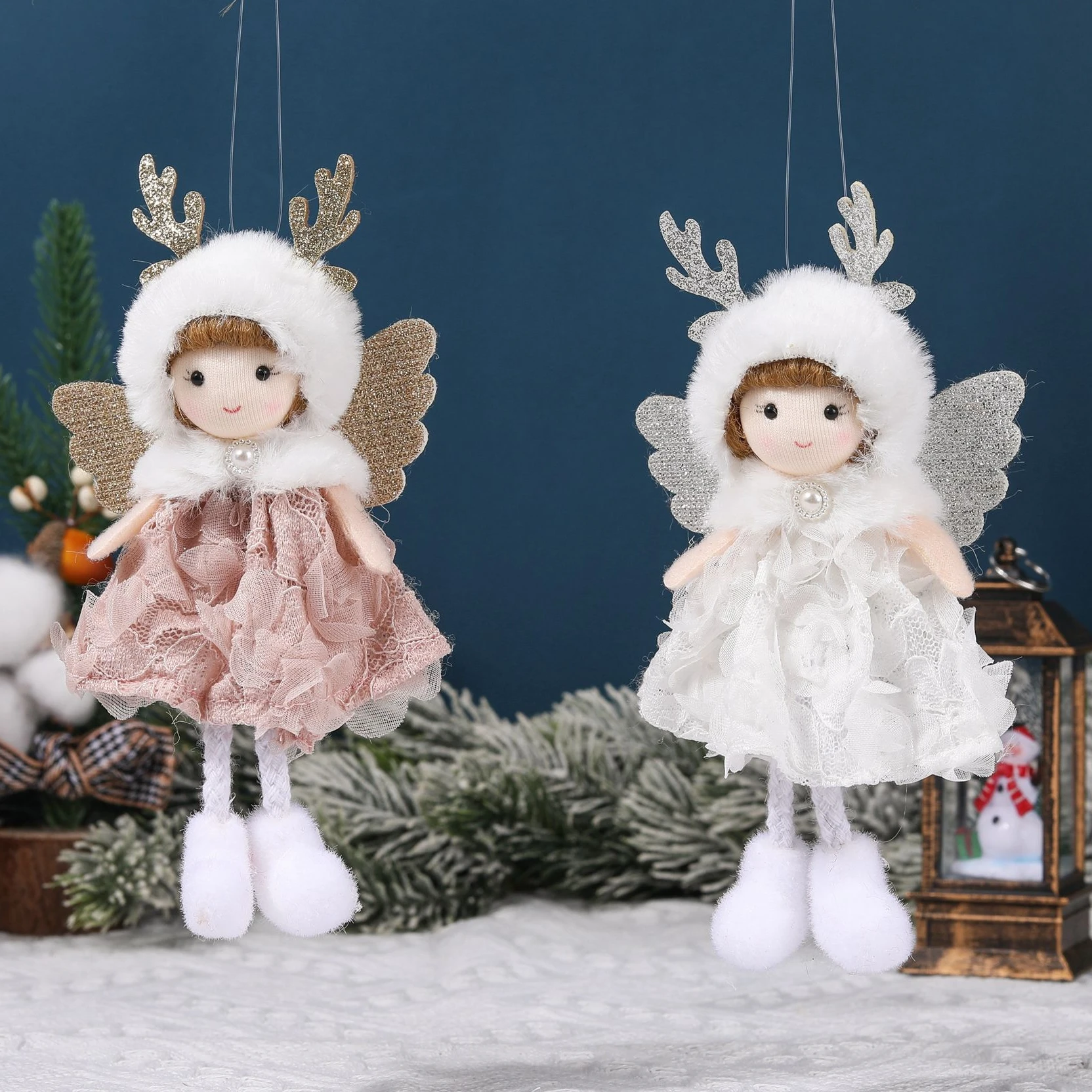 Stoff Weihnachten Plüsch Blume Engel Mädchen Anhänger Weihnachten Atmosphäre Dekoration Puppe Anhänger Puppe