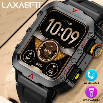 LAXASFIT 2024 Outdoor Military Men's Smart Watch Bluetooth Talk Sports Heart Rate Monitor Smart Watch Android IOS 1