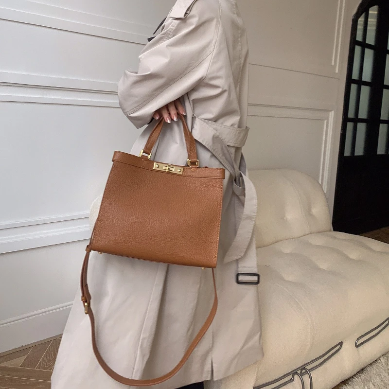 

Winter Autumn New High Texture Head Layer Cowhide Handbag Luxury Temperament Leather Shoulder Satchel Female Briefcase Tote Bag