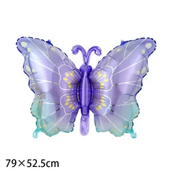 Enchanting Gradient Butterfly Foil Balloons - Pink, Purple, and Blue | Party Decor & Photo Backdrop - As picture (Ruby)