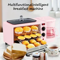 3-in-1 Breakfast Maker Home Mini Electric Oven Bread Maker,600ml Drip Coffee Machine,Non Stick Pan Fry Pan,Can Fry Grill Steak 1