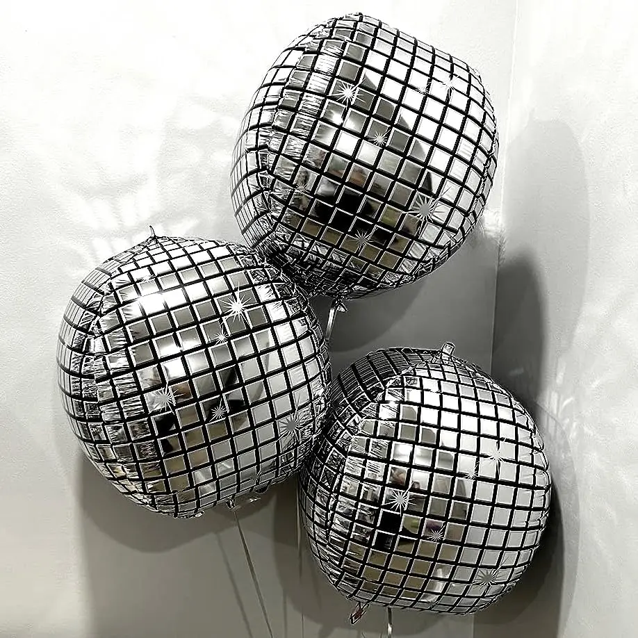 Glamorous Disco Party Decoration Kit with White and Silver Balloon Garland and Confetti Balloons