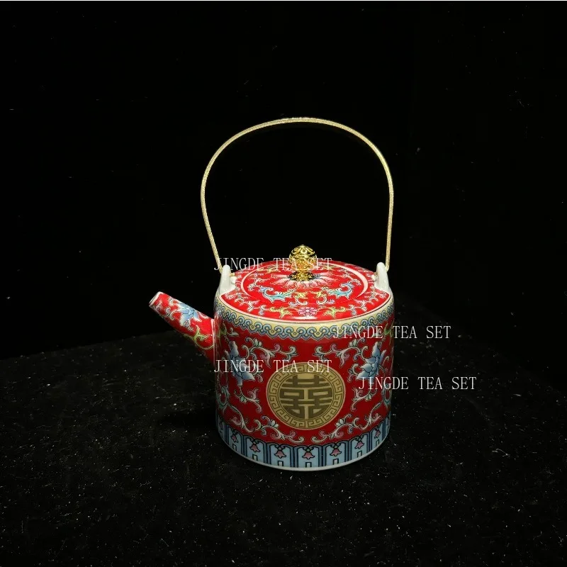 Chinese Wedding Tea Set Enamel Color Ceramic Gaiwan Handmade Beauty Teacup Custom Teaware Gift Exquisite Portable Tea Bowl