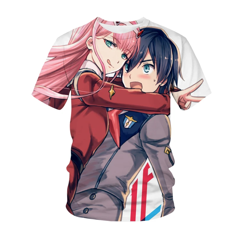

Футболка с аниме, Милая женская, любимая в Franxx уличная одежда с 3D принтом, мужская и женская модная футболка в стиле хип-хоп, топы в стиле Харадзюку с круглым вырезом