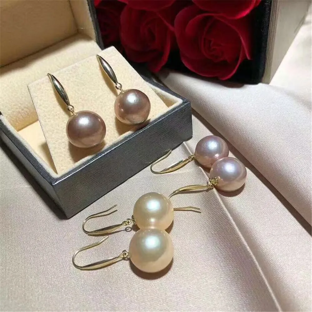 

DIY Accessories G18K Gold Classic Simple Earrings Sea Pearl Earrings Empty Tray Gold Earrings Fit 8-12mm G229