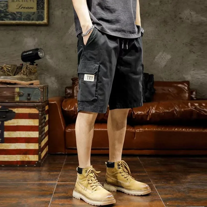 Men Shorts Streetwear Multi-pocket Summer Men Clothing Casual Pants Sweatpants Sports Outdoor Running Elastic Waist Loose
