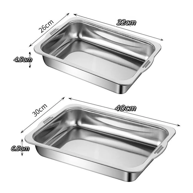 Large Capacity Stainless Steel Fish Deep Plate Both Gas and Induction Cooker BBQ Fried Beef Food Tray Seafood Dish Bbq Plate 6