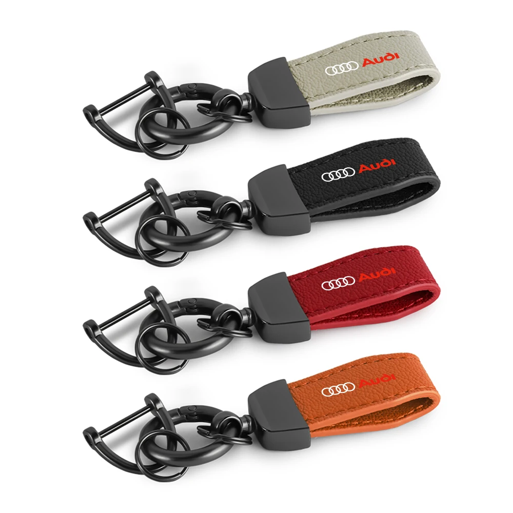Car Keychain 1pc PU Leather Car Keychain Key Chain Key Rings For Audi Sline TT A1 A2 A3 A4 A8 B7 Q3 8P B6 3.0T A6L A8L Accessories