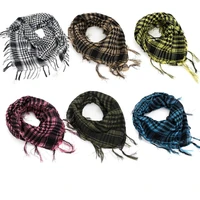Écharpe Hijab à carreaux légère pour hommes et femmes, foulard arabe du désert, foulard tactique doux de randonnée, Turban unisexe, châle militaire 4