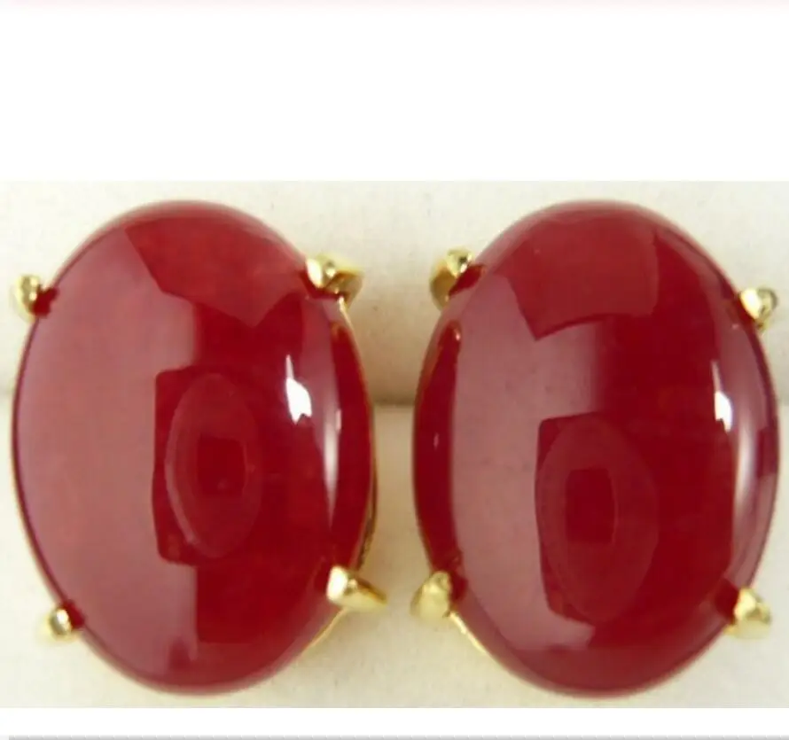

3 colors! wholesale wonderful 13*18mm women's fine jewelry red/blue/green Natural jade Earring