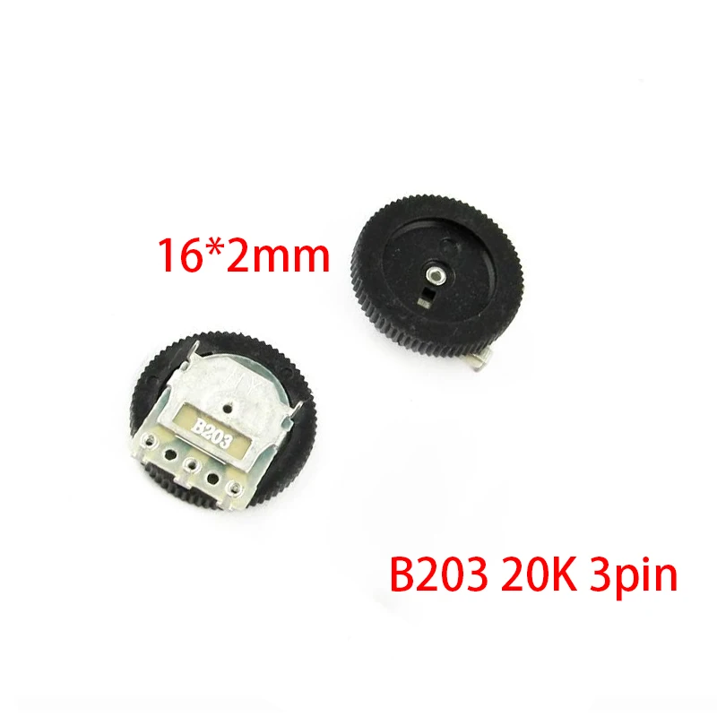 5pcs Gear Tuning Potentiometer B203 20k 3pin 16*2mm Dial Potentiometer