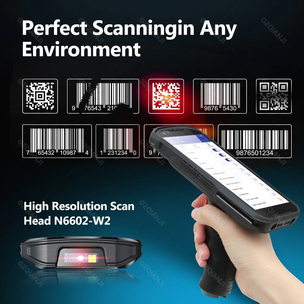 6G64G PDA 터미널 안드로이드 13 NFC 블루투스 와이파이 GPS 그립 2D 바코드 스캐너 리더 데이터 수집기 모바일 창고 장치