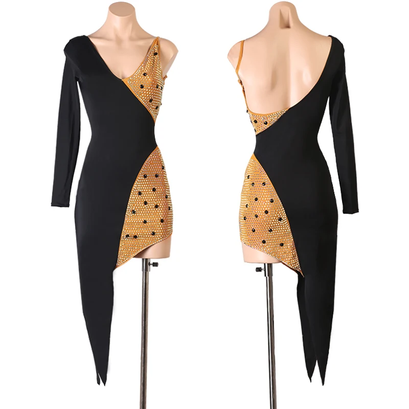 

Женское платье стразы для латиноамериканских танцев, индивидуальный костюм для танцевальных соревнований, Самба, сальса, танцевальная одежда YS3294