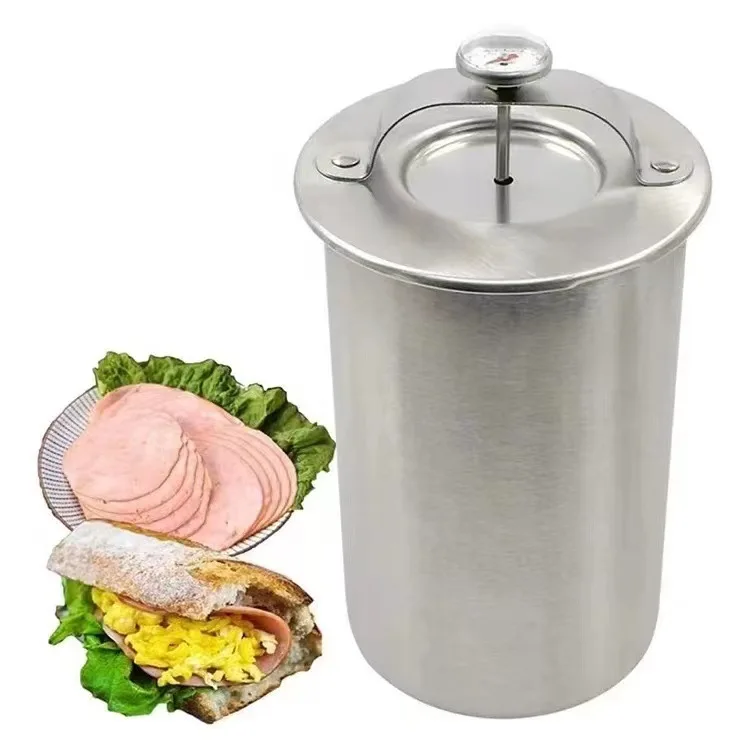 Stainless Steel Steamed Meat Pot with Thermometer Meat Press Cooker Ham Press for Home Kitchen Braising Baking Tool