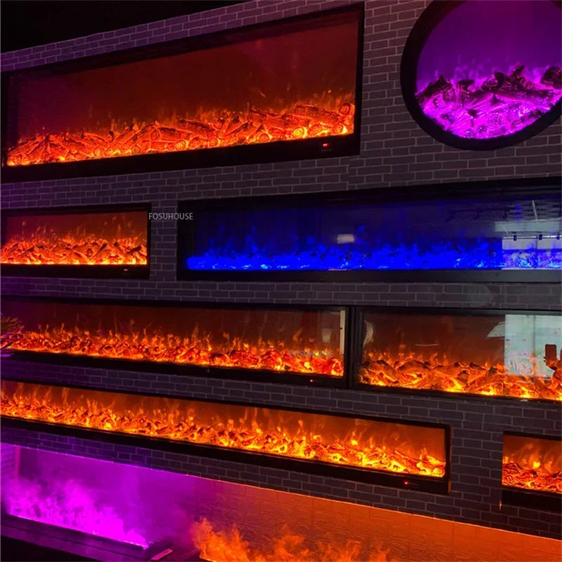 เตาผิงแบบฝังในผนังสำหรับตกแต่งร้านอาหารและบ้าน พร้อมเปลวไฟจำลอง 3 มิติ สำหรับห้องนั่งเล่น ติดตั้งบนทีวี 1