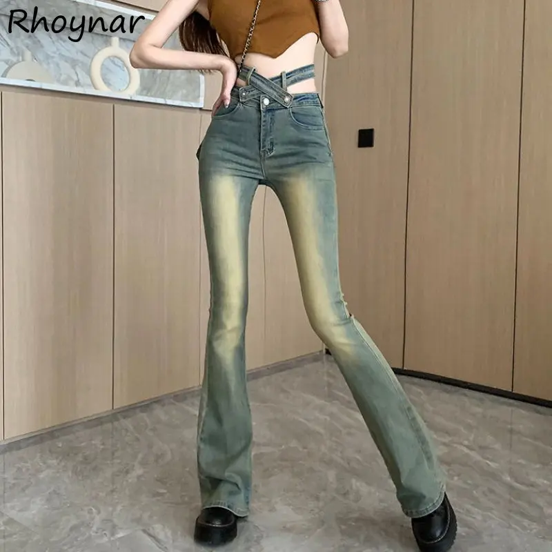 

High Waisted Jeans Women Denim Washed Retro Trousers Streetwear Slim Hot American Personal Designer Temper Teens Джинсы Женские