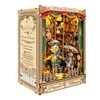 DIY Wooden Puppet Theater Book Nook Shelf Insert Miniature Model Kits Bookshelf with Light Bookend for Friends Birthday Gifts 2