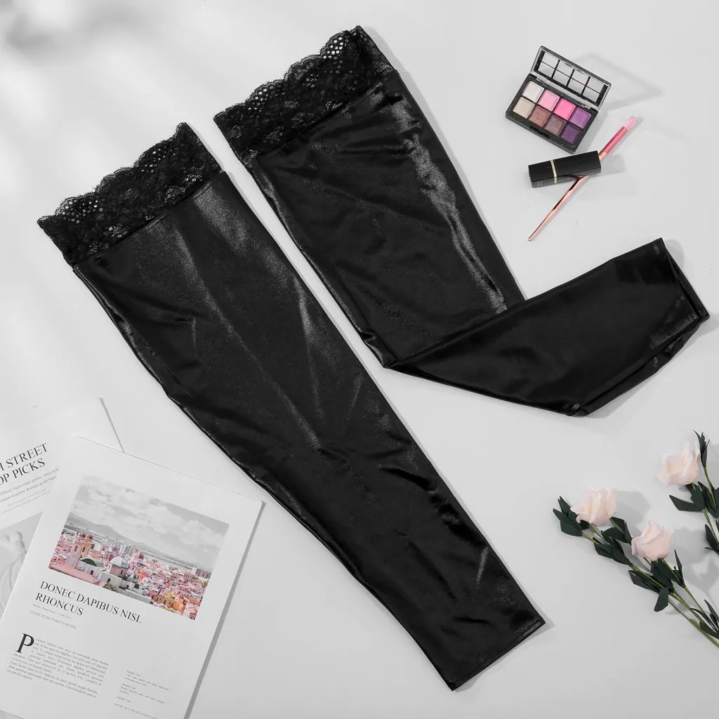 Fashion Delicate Women Latex Bdsm Solid Patent Leather Lace Leggings Translucent Underwear Sheer Lace Tank Sexy Underpant women lingerie set women leggings