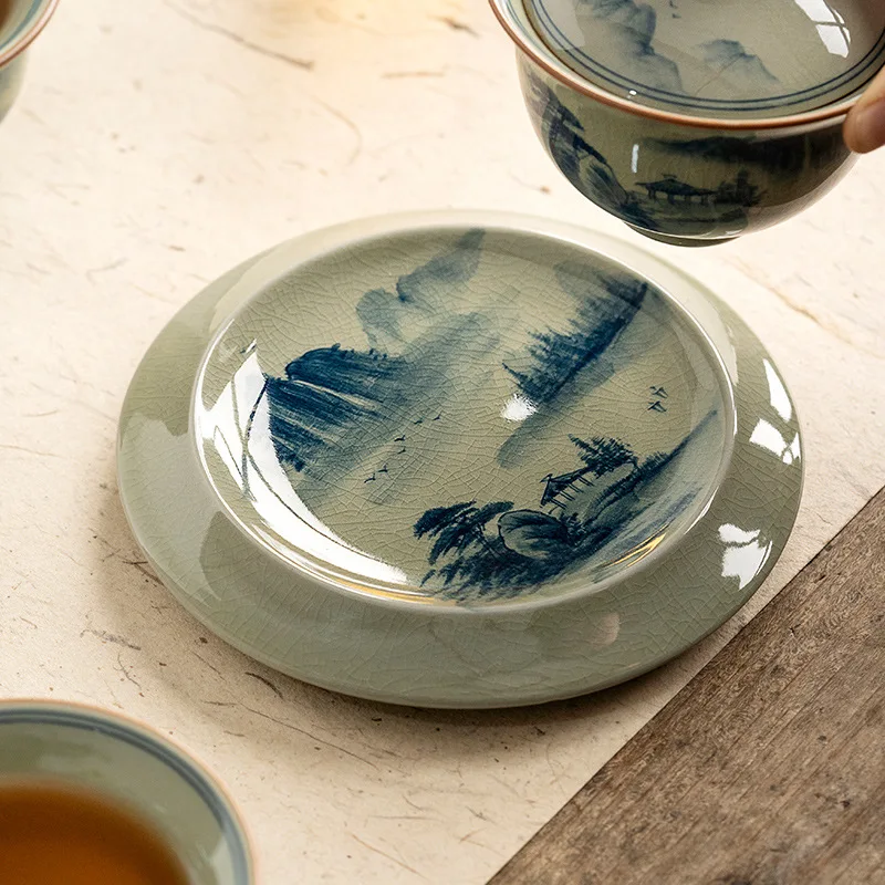 Hand Painted Ceramic Opening Landscape Gaiwan For Tea Tureen Teaware Cup Chinese Tea Bowls Vintage Chawan Ceramony Set