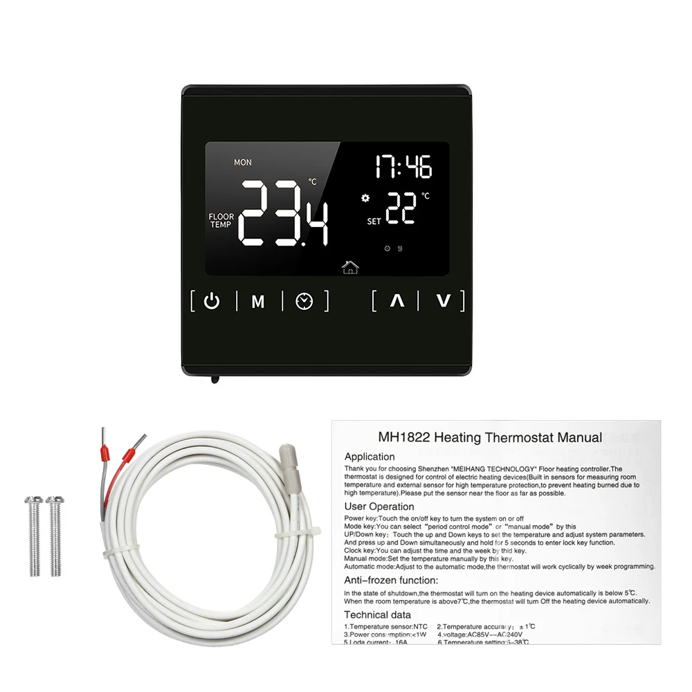 Description Picture 4 of itemSmart LCD Touchscreen Thermostat for Home Programmable Floor Heating System Thermoregulator AC 85-250V Temperature Controller
