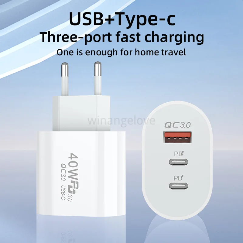 

10 Piece USB C Charger 40W Fast Charging Charger 3Ports Type C Mobile Phone Charger PD Power Adapter for Samsung Xiaomi iPhone