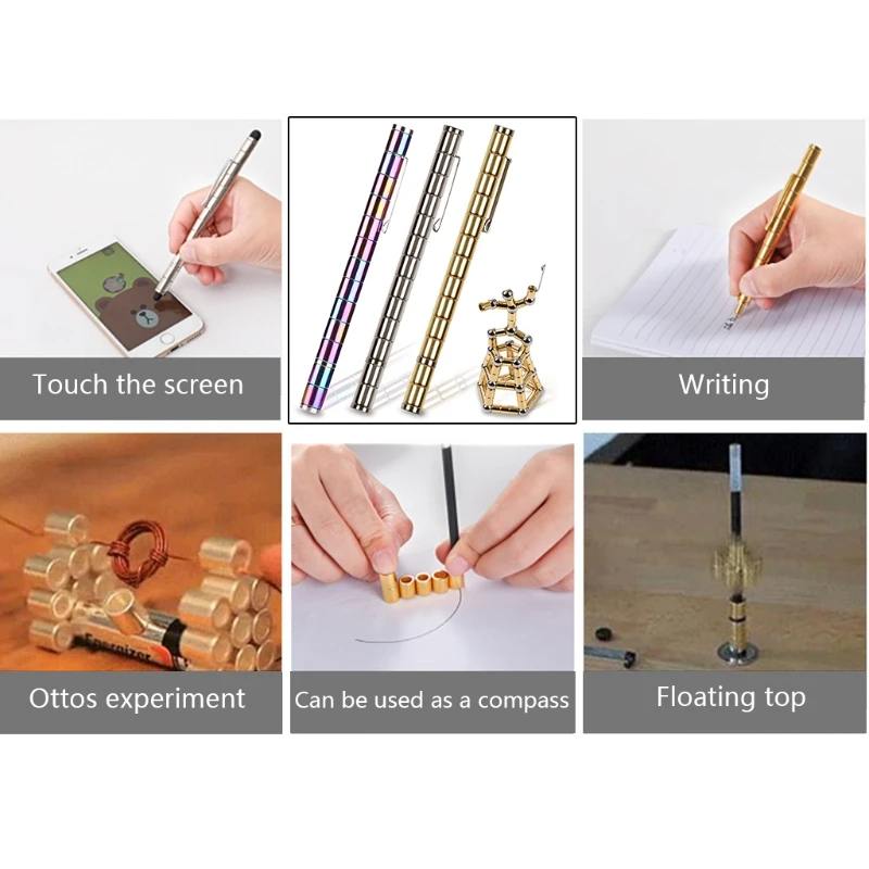 Decompression Magnetic Metal Pen Multi-function Writing Magnet Ballpoint Pen Novelty Gifts for Friends or Kids