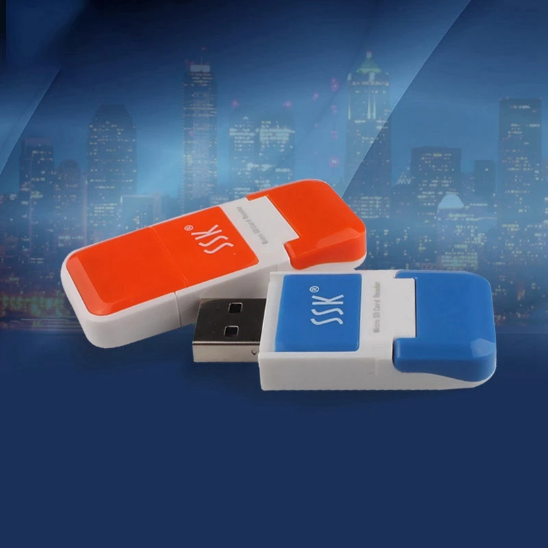 플러그 앤 플레이 USB 2.0 USB 플래시 미니 SD 카드 리더, SSK SCRS022, 480Mbps, PC 노트북용, 흰색 + 주황색