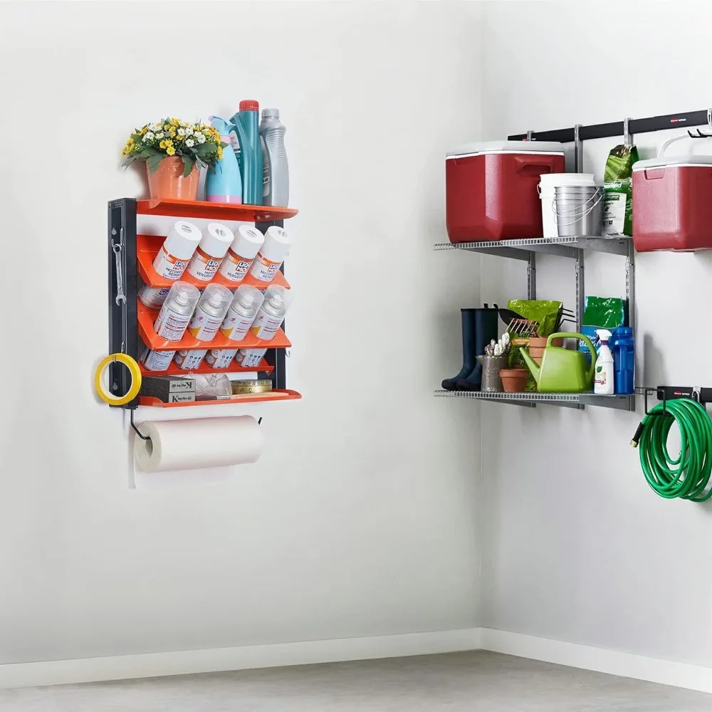 Spray Can Holder Wall Mounted Multilayer Spray Bottle Storage Rack Hangable Paper Towel Utility Tool Cabinet Garage Workshop tool organizer