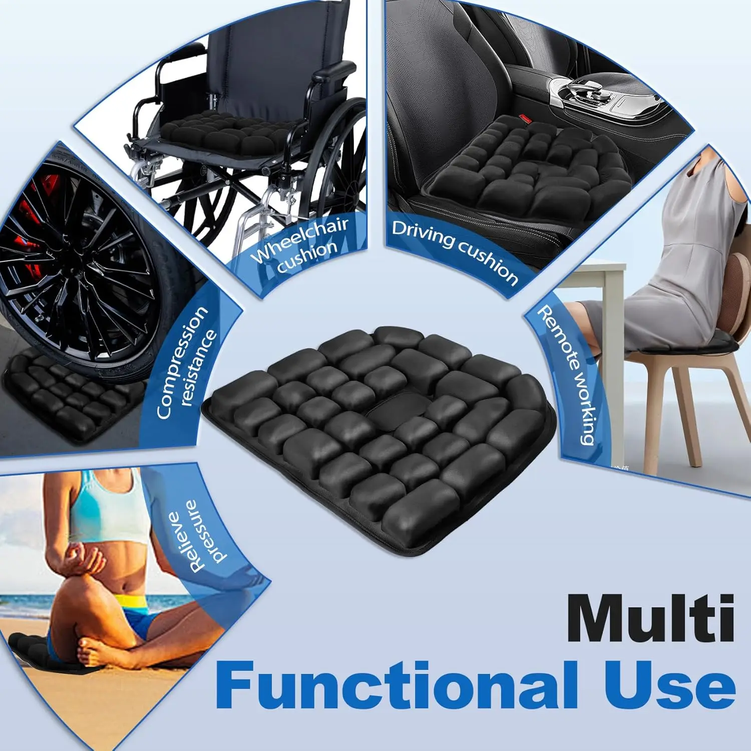 Press Type Inflatable Seat Cushion for Pressure Relief Adjustable