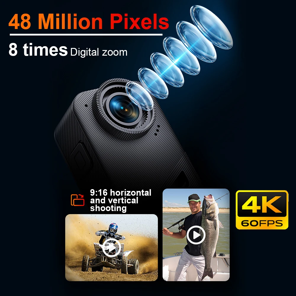 Active Action Camera Mini Camera 4K Ultra 48MP Waterproof Anti-shaking WIFI Remote View Machine Outdoor Cycling Mini Camera 4