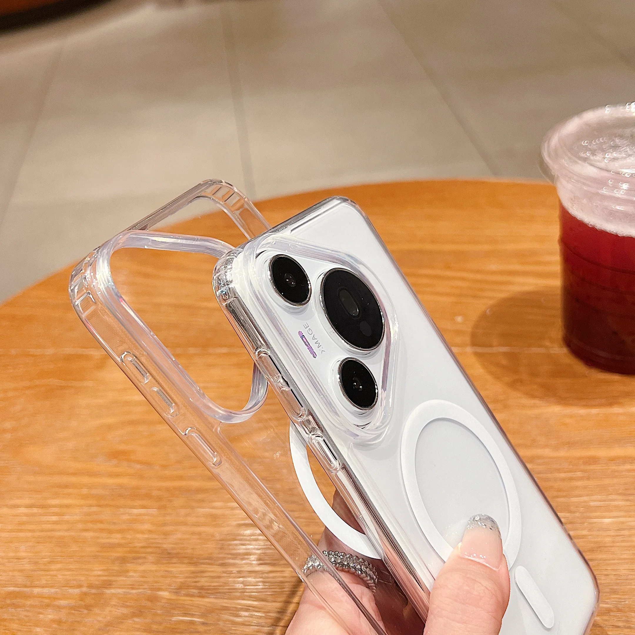 Ultra-Thin Transparent Acrylic Magnetic Shockproof Case with Airbags