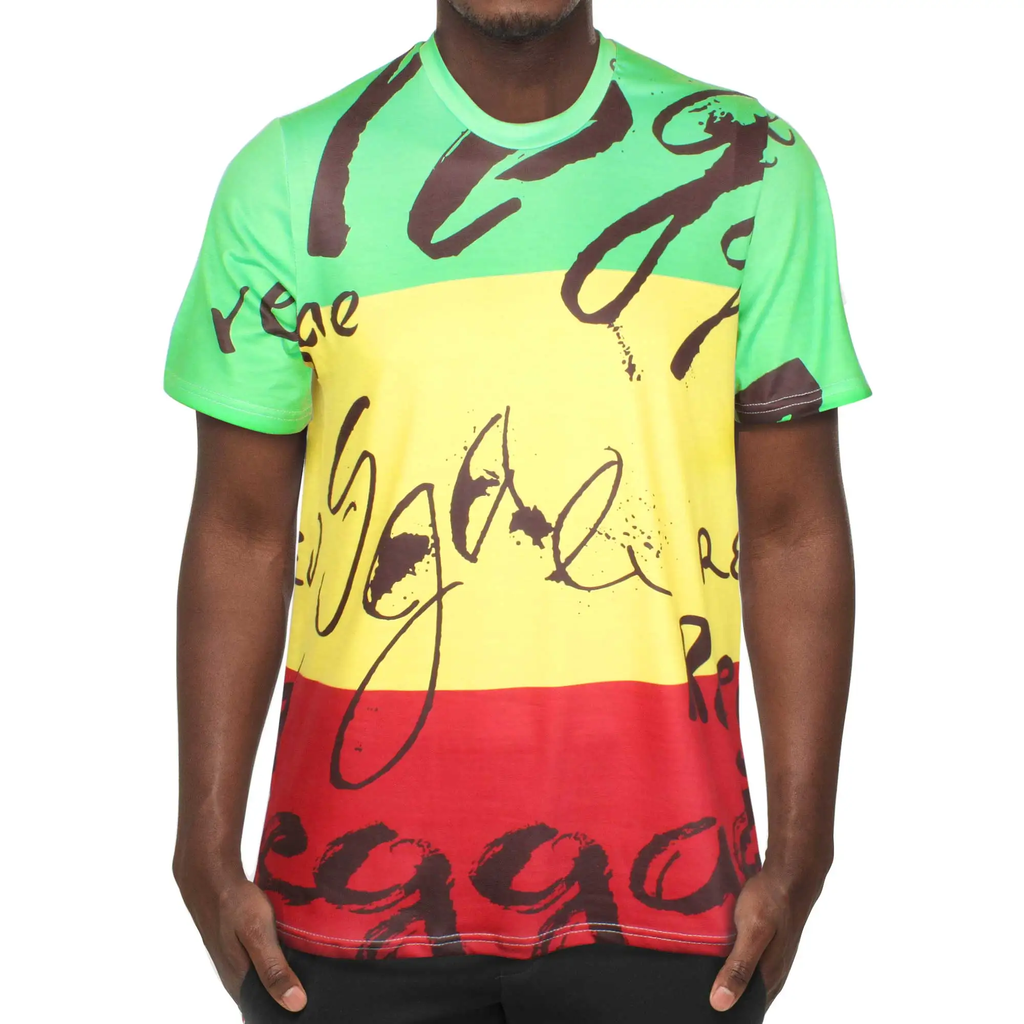 Mens Short-sleeve Jamaica Flag Caribbean Rasta Reggae