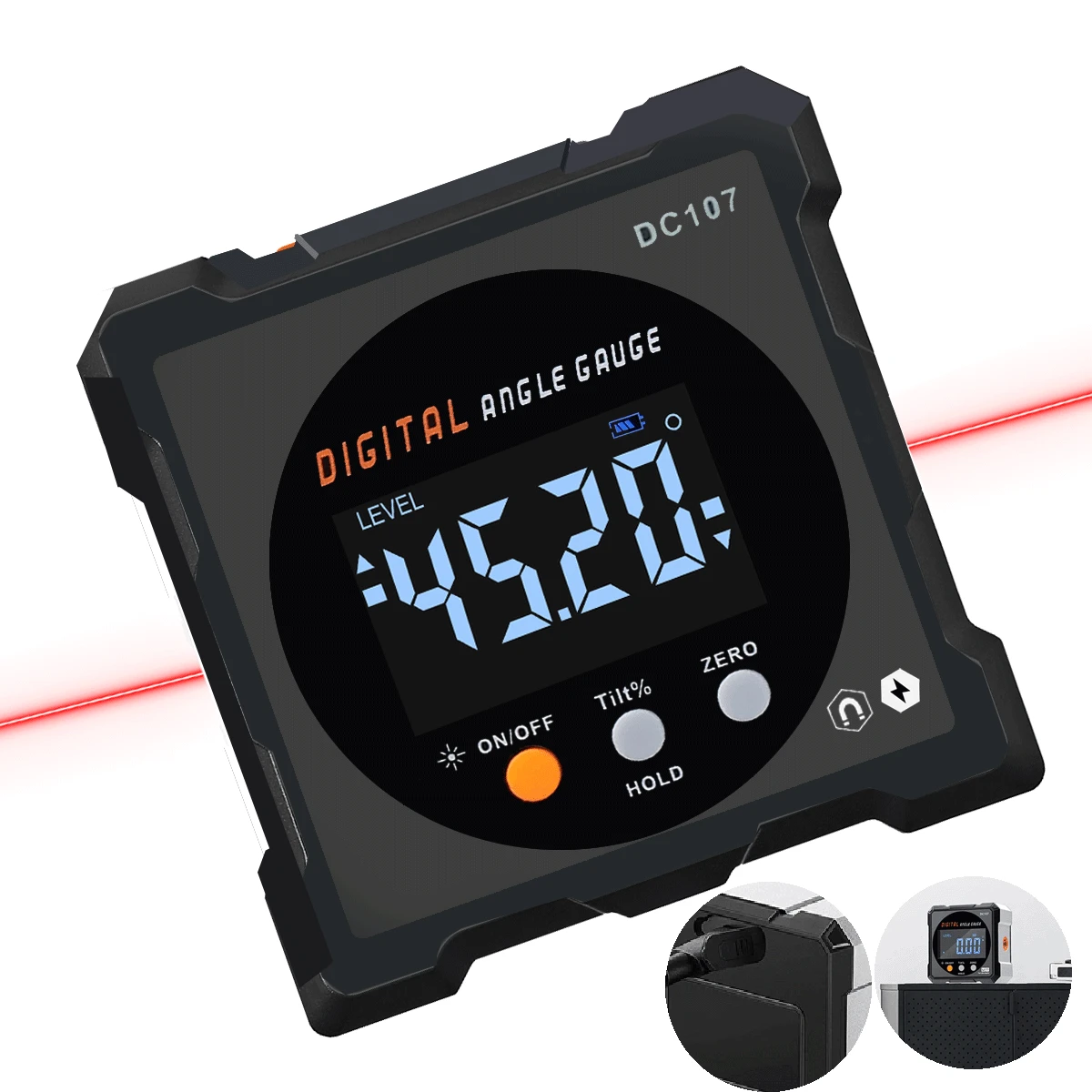 Laser Digital Protractor Inclinometer Protractor Laser USB Inclinometer Level Angle Finder Goniometer Magnet Tilt Measuring Tool best feeler gauge set