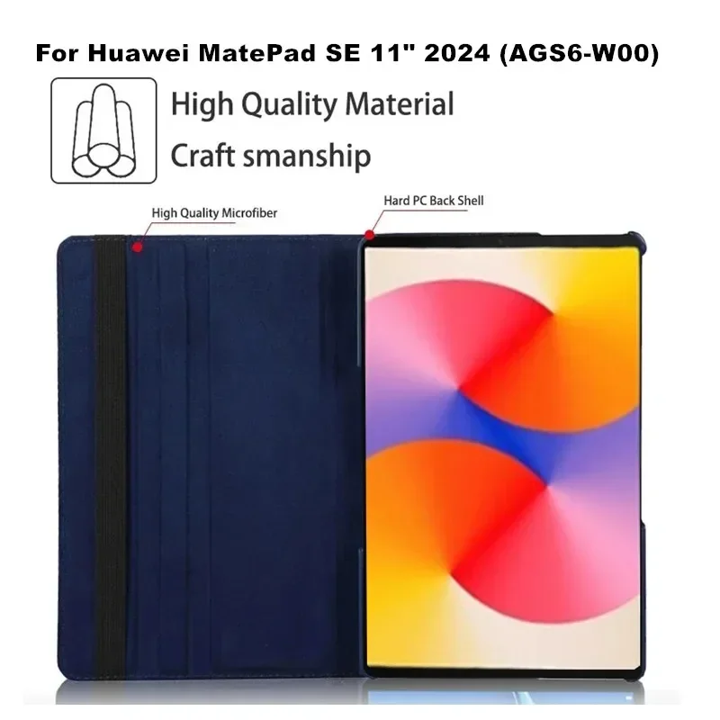 Magnetic Rotating Leather Tablet Cover with Auto Wake-Up Feature