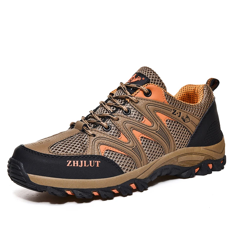 2025 Hiking Shoes Men Women Mesh Sneakers Breathable Lace Up Casual Fashion Female Black Mountain Shoes Boy Autumn Summer Brown