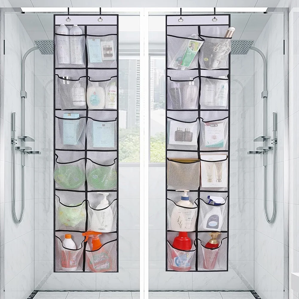 12 Pockets Over the Door Shoe Organizer Large Mesh Pockets With 2 Hooks Transparent Fabric Shoe Rack Storage Bag For Bedroom 5