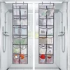 12 Pockets Over the Door Shoe Organizer Large Mesh Pockets With 2 Hooks Transparent Fabric Shoe Rack Storage Bag For Bedroom 5