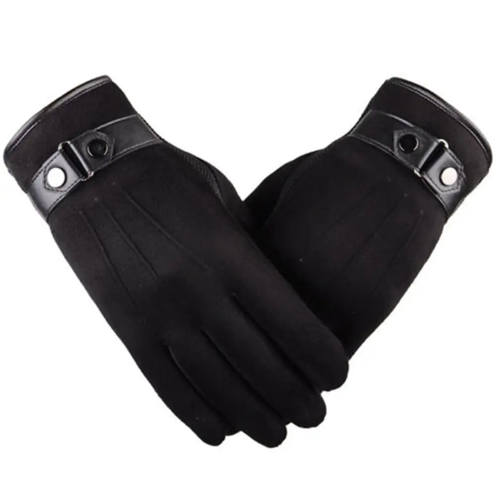 Leather Gloves Suede Touch Screen Gloves Men Winter Thickened Thermal Gloves Driving Gloves Fleece Lined Warm Thick Mitten 4