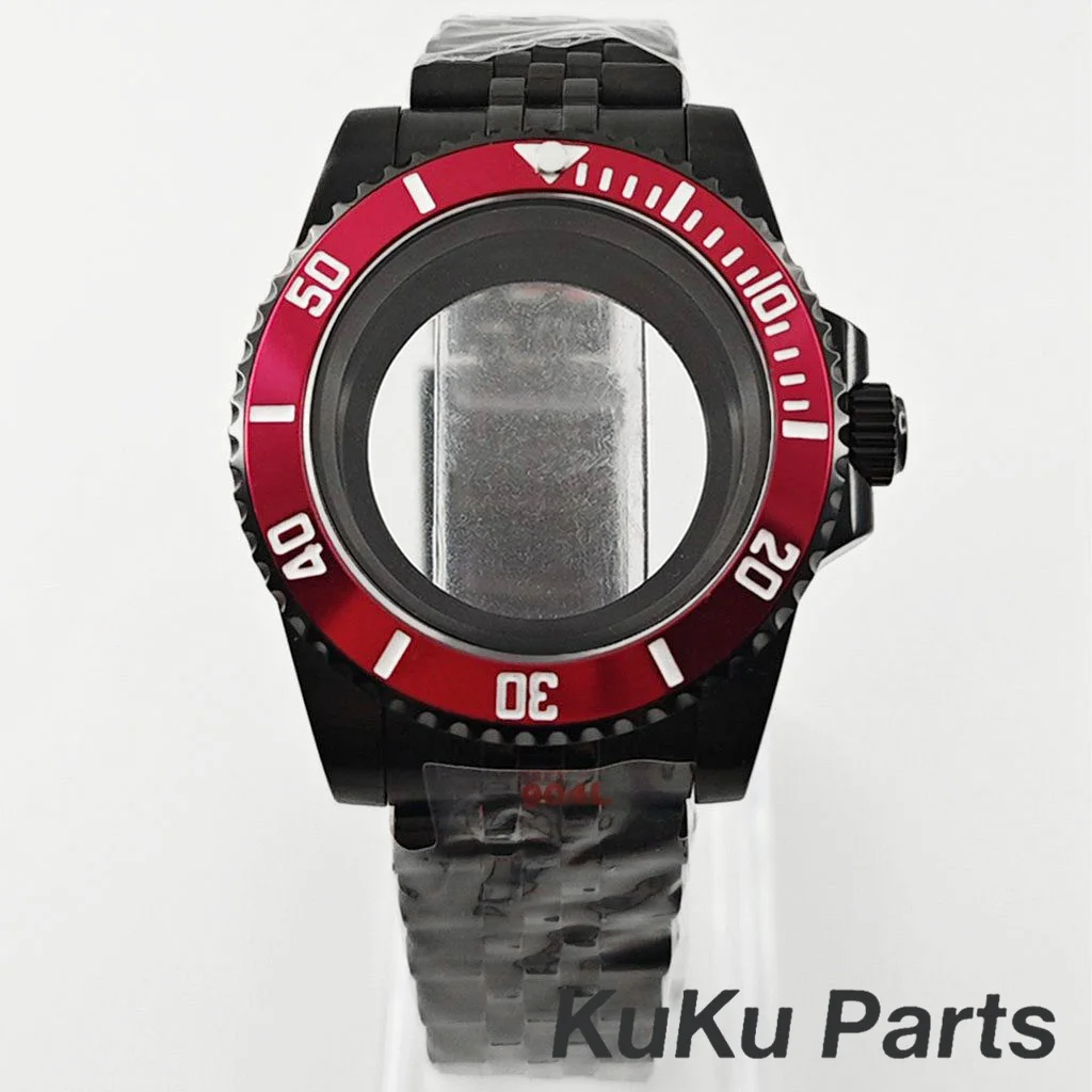 Black Purple GMT Bezel Watch Case with PVD Black Jubilee Bracelet and Sapphire Crystal