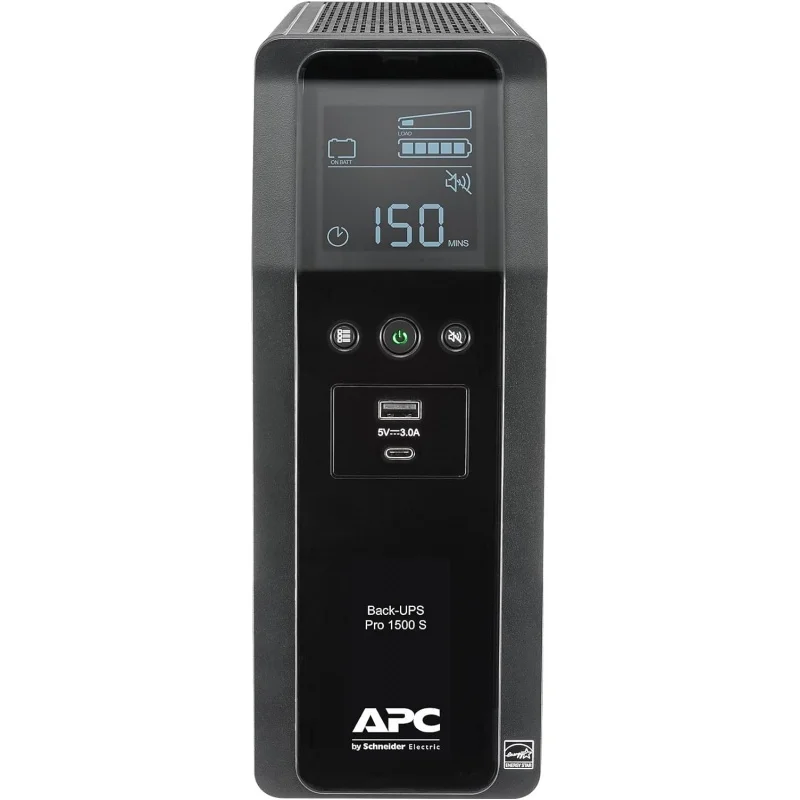 

APC UPS 1500VA Sine Wave Battery Backup, BR1500MS2 By Power Supply, AVR, 10 Outlets, (2) USB Charger Ports